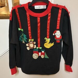 Marisa Christina Vintage Pullover Black and Red Festive Sweater